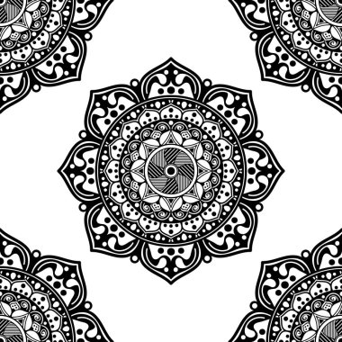 Mandala dekoratif yuvarlak süs. Tebrik kartı, telefon kılıfı baskı, vb için kullanılabilir. Elle çizilmiş arka plan, vektör beyaz izole. Eps 10 