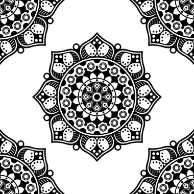 Mandala dekoratif yuvarlak süs. Tebrik kartı, telefon kılıfı baskı, vb için kullanılabilir. Elle çizilmiş arka plan, vektör beyaz izole. Eps 10 