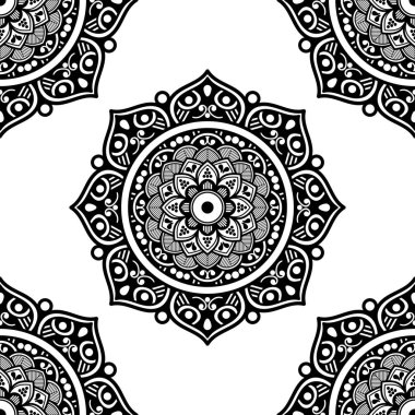 Mandala dekoratif yuvarlak süs. Tebrik kartı, telefon kılıfı baskı, vb için kullanılabilir. Elle çizilmiş arka plan, vektör beyaz izole. Eps 10 