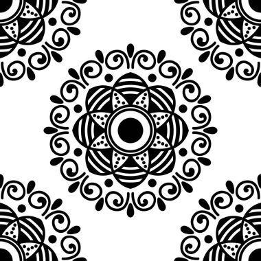 Etnik Mandala Süslemesi. Arapça, Pakistan, Fas, Türkçe, Hindistan, İspanya motifleri