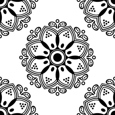 Etnik Mandala Süslemesi. Arapça, Pakistan, Fas, Türkçe, Hindistan, İspanya motifleri