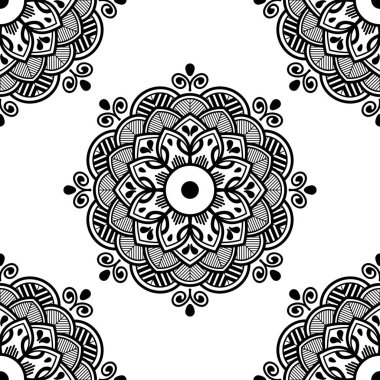 Etnik Mandala Süslemesi. Arapça, Pakistan, Fas, Türkçe, Hindistan, İspanya motifleri