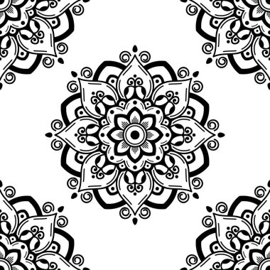 Etnik Mandala Süslemesi. Arapça, Pakistan, Fas, Türkçe, Hindistan, İspanya motifleri