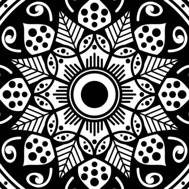 Mandala kusursuz desen. El çizimi arkaplan, vektör beyaz üzerine izole