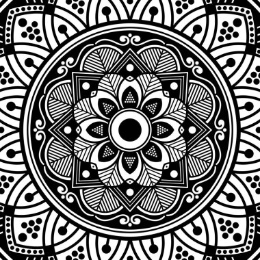 Mandala kusursuz desen. El çizimi arkaplan, vektör beyaz üzerine izole