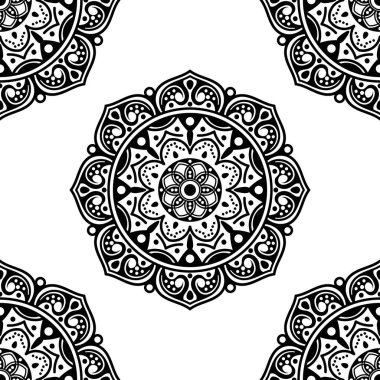 Mandala kusursuz desen. El çizimi arkaplan, vektör beyaz üzerine izole