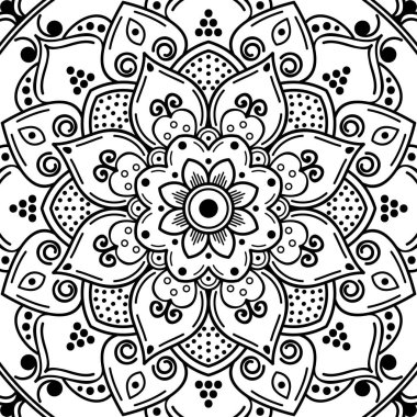 Mandala kusursuz desen. El çizimi arkaplan, vektör beyaz üzerine izole