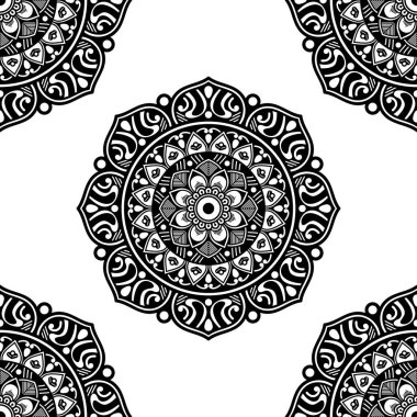 Mandala kusursuz desen. El çizimi arkaplan, vektör beyaz üzerine izole