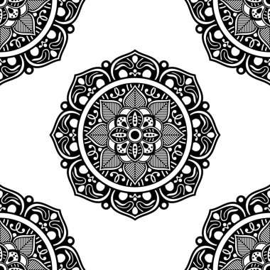 Mandala kusursuz desen. El çizimi arkaplan, vektör beyaz üzerine izole