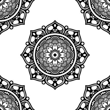 Mandala kusursuz desen. El çizimi arkaplan, vektör beyaz üzerine izole