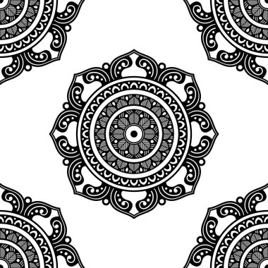 Mandala kusursuz desen. El çizimi arkaplan, vektör beyaz üzerine izole