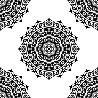 Mandala kusursuz desen. El çizimi arkaplan, vektör beyaz üzerine izole