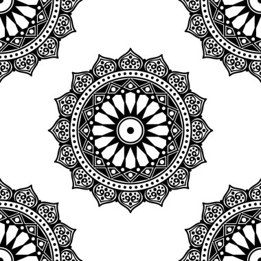 Mandala kusursuz desen. El çizimi arkaplan, vektör beyaz üzerine izole