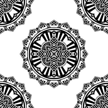 Mandala kusursuz desen. El çizimi arkaplan, vektör beyaz üzerine izole