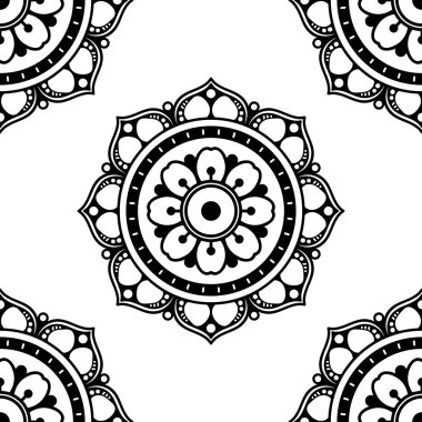 Mandala kusursuz desen. El çizimi arkaplan, vektör beyaz üzerine izole