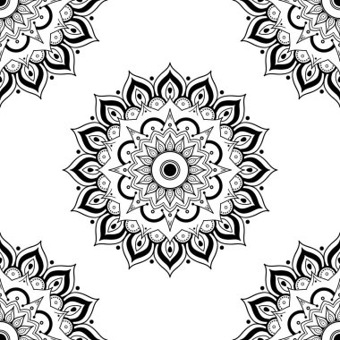 Mandala kusursuz desen. El çizimi arkaplan, vektör beyaz üzerine izole