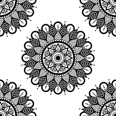 Mandala kusursuz desen. El çizimi arkaplan, vektör beyaz üzerine izole