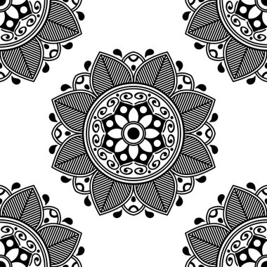 Mandala kusursuz desen. El çizimi arkaplan, vektör beyaz üzerine izole