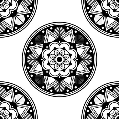 Mandala kusursuz desen. El çizimi arkaplan, vektör beyaz üzerine izole