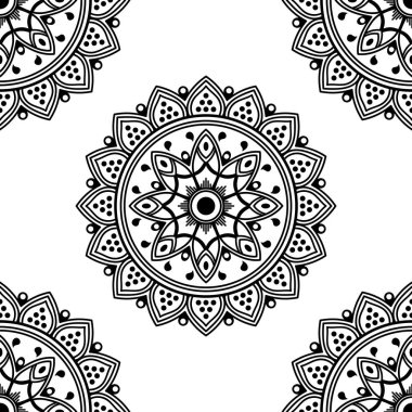 Mandala kusursuz desen. El çizimi arkaplan, vektör beyaz üzerine izole