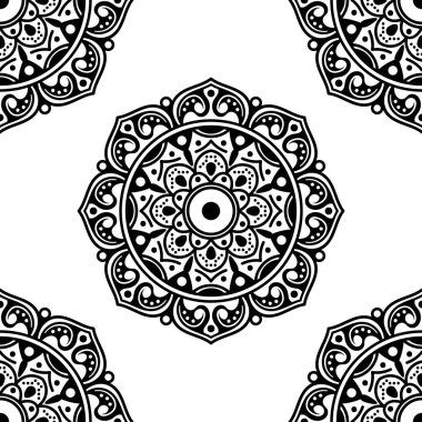 Mandala kusursuz desen. El çizimi arkaplan, vektör beyaz üzerine izole