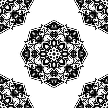 Mandala kusursuz desen. El çizimi arkaplan, vektör beyaz üzerine izole