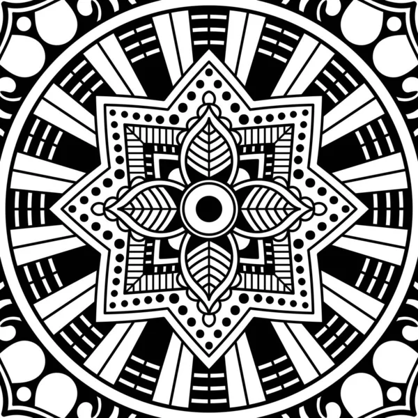 Mandala Seamless Pattern Hand Drawn Background Vector Isolated White — Stock Vector