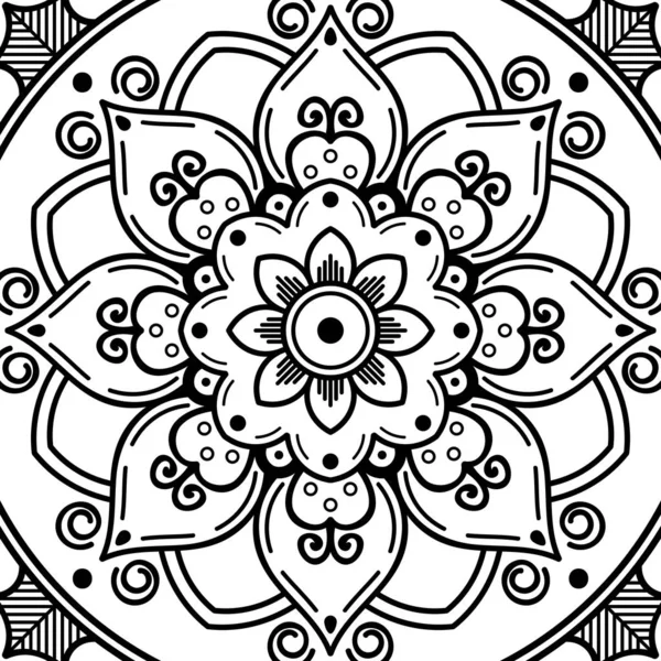 Mandala Motif Sans Couture Fond Dessiné Main Vecteur Isolé Sur — Image vectorielle