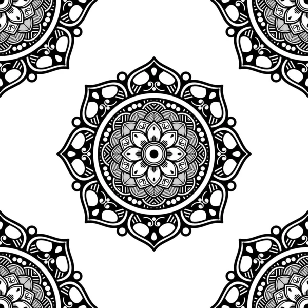 Mandala kusursuz desen. El çizimi arkaplan, vektör beyaz üzerine izole