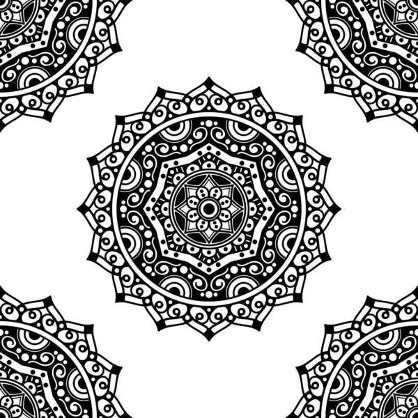 Mandala kusursuz desen. El çizimi arkaplan, vektör beyaz üzerine izole