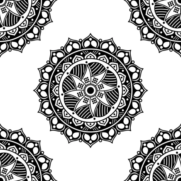 Mandala kusursuz desen. El çizimi arkaplan, vektör beyaz üzerine izole