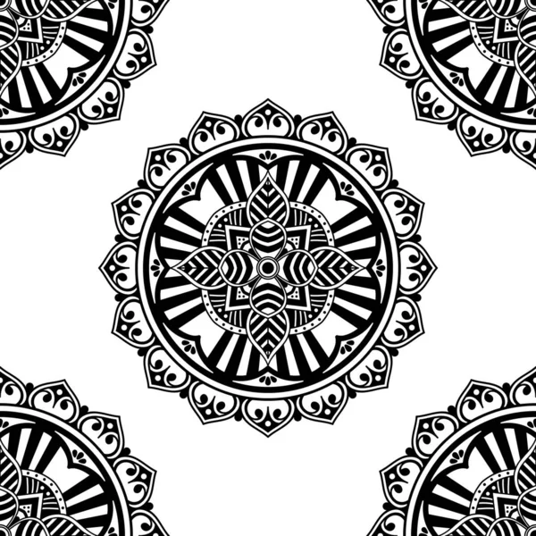 Mandala kusursuz desen. El çizimi arkaplan, vektör beyaz üzerine izole