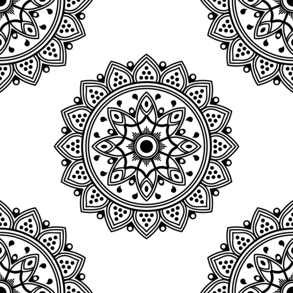 Mandala kusursuz desen. El çizimi arkaplan, vektör beyaz üzerine izole