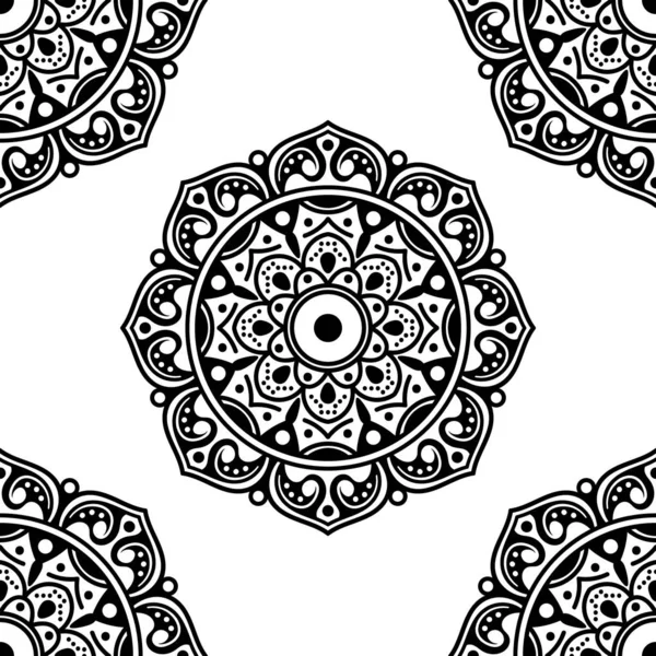 Mandala kusursuz desen. El çizimi arkaplan, vektör beyaz üzerine izole