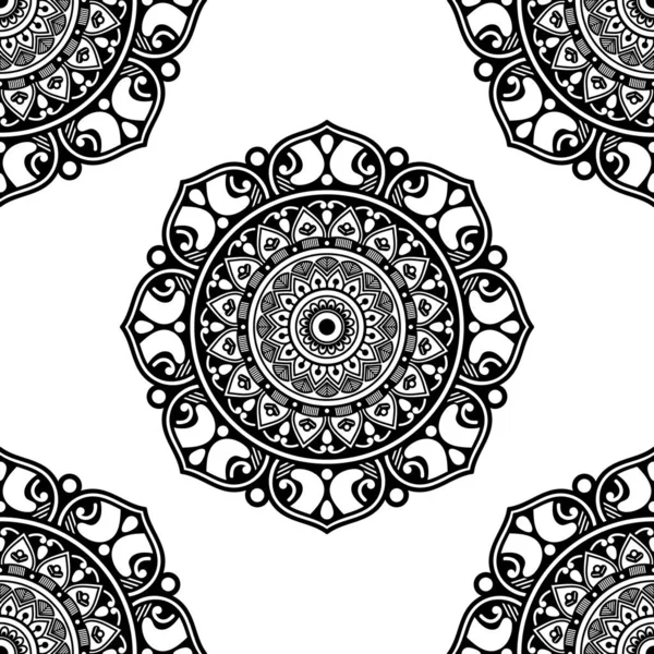 Mandala kusursuz desen. El çizimi arkaplan, vektör beyaz üzerine izole