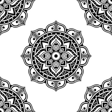 Mandala geometrik desenli soyut grafik kare arkaplan. Vektör illüstrasyonu