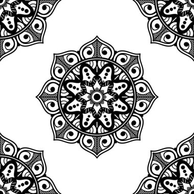 Mandala geometrik desenli soyut grafik kare arkaplan. Vektör illüstrasyonu