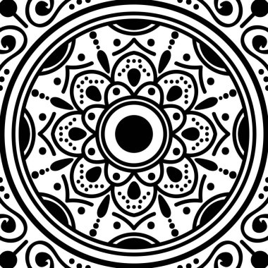 Mandala geometrik desenli soyut grafik kare arkaplan. Vektör illüstrasyonu