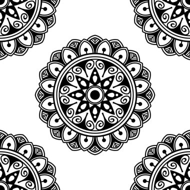 Mandala geometrik desenli soyut grafik kare arkaplan. Vektör illüstrasyonu