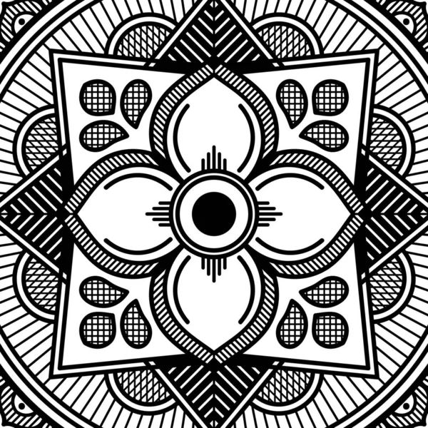 Fundo Quadrado Gráfico Abstrato Com Padrão Geométrico Mandala Ilustração Vetorial —  Vetores de Stock