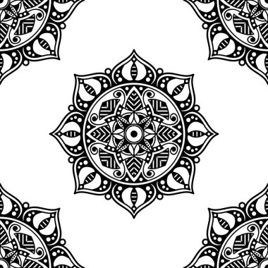 Mandala geometrik desenli soyut grafik kare arkaplan. Vektör illüstrasyonu