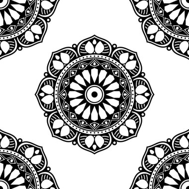 Mandala geometrik desenli soyut grafik kare arkaplan. Vektör illüstrasyonu