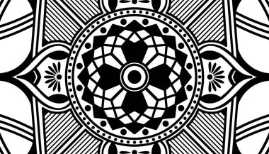 Mandala geometrik desenli soyut grafik kare arkaplan. Vektör illüstrasyonu