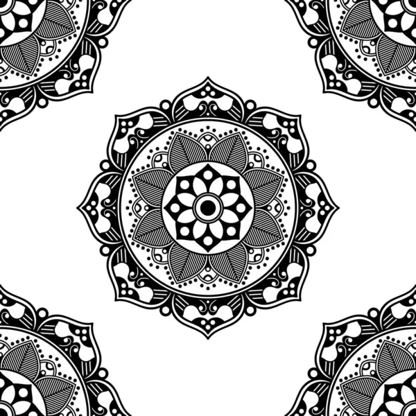 Abstraktní Grafické Čtvercové Pozadí Mandalou Geometrický Vzor Vektorová Ilustrace — Stockový vektor