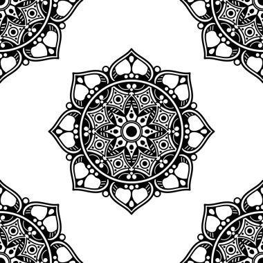Mandala dekoratif yuvarlak süs. Tebrik kartı, telefon kılıfı baskı, vb için kullanılabilir. Elle çizilmiş arka plan, vektör beyaz izole. Eps 10 