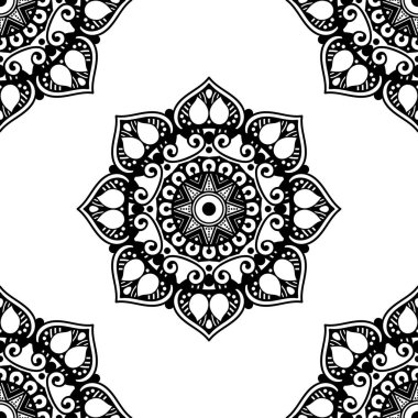 Mandala dekoratif yuvarlak süs. Tebrik kartı, telefon kılıfı baskı, vb için kullanılabilir. Elle çizilmiş arka plan, vektör beyaz izole. Eps 10 