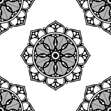 Mandala dekoratif yuvarlak süs. Tebrik kartı, telefon kılıfı baskı, vb için kullanılabilir. Elle çizilmiş arka plan, vektör beyaz izole. Eps 10 