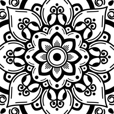 Mandala dekoratif yuvarlak süs. Tebrik kartı, telefon kılıfı baskı, vb için kullanılabilir. Elle çizilmiş arka plan, vektör beyaz izole. Eps 10 