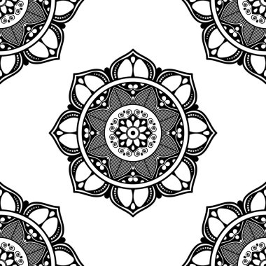 Mandala dekoratif yuvarlak süs. Tebrik kartı, telefon kılıfı baskı, vb için kullanılabilir. Elle çizilmiş arka plan, vektör beyaz izole. Eps 10 