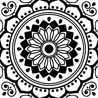 Mandala dekoratif yuvarlak süs. Tebrik kartı, telefon kılıfı baskı, vb için kullanılabilir. Elle çizilmiş arka plan, vektör beyaz izole. Eps 10 